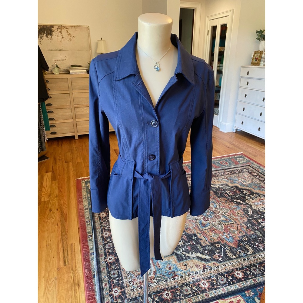 Eden Society Navy Blue Belted Utility Jacket EJ16076 Small Womens Cotton Blend